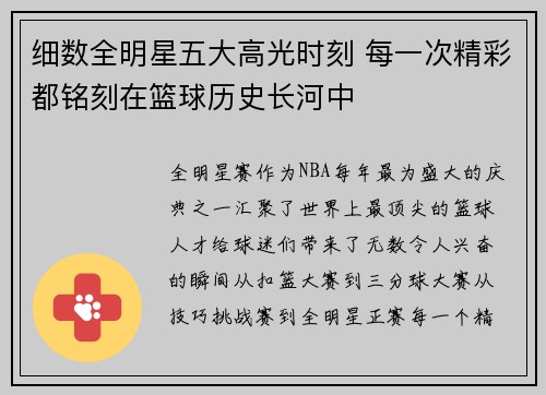 细数全明星五大高光时刻 每一次精彩都铭刻在篮球历史长河中